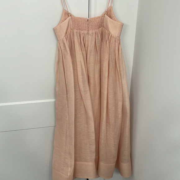 Zimmerman Gathered linen and silk-blend gauze midi dress *Worn Once* - Picture 6 of 8